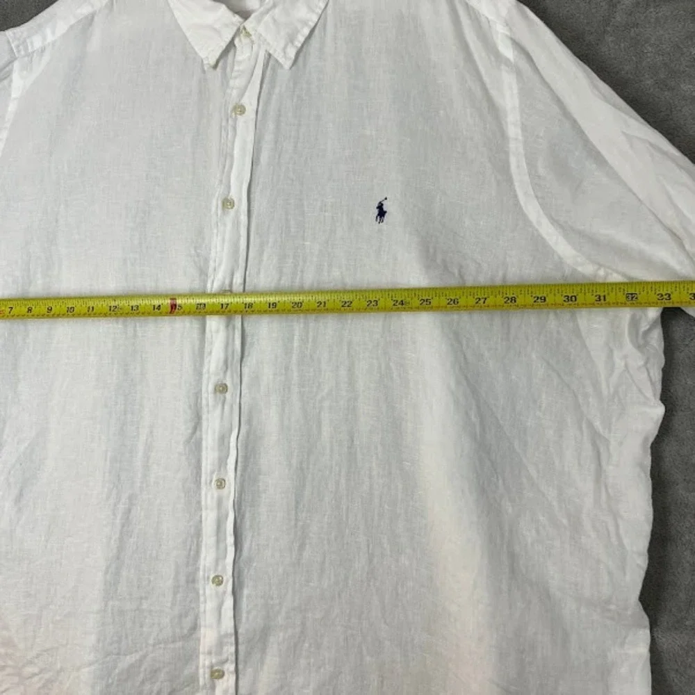 Polo Ralph Lauren 100% Linen Short Sleeve Button Down Shirt Mens 5XB White